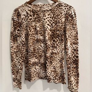 LOFT 100% Cotton Leopard Print Lightweight‎ Long Sleeve Size S